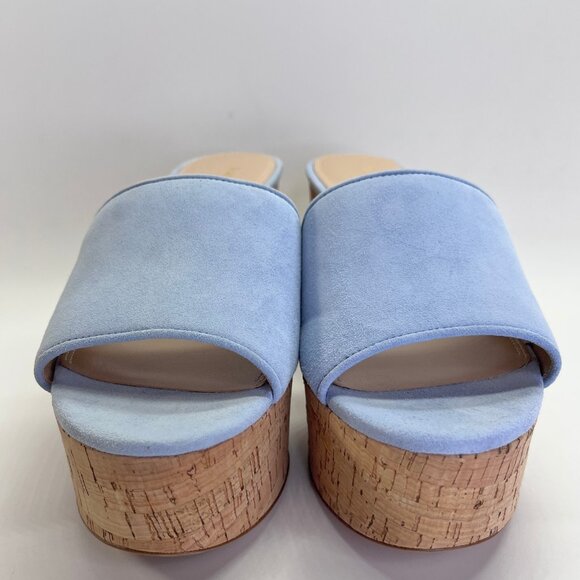Kate Spade Ibiza Suede Sandals Size 9B Sky Blue Cork Platform Heels Casual - Picture 7 of 16
